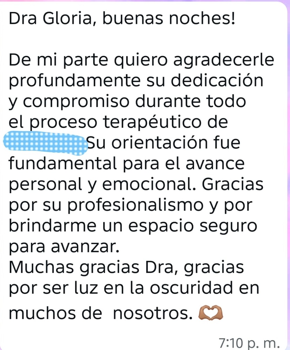 Captura de testimonio real de una consultante 1 de 3